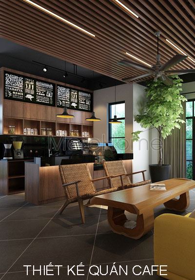 Độc đáo với nội thất gỗ trong thiết kế quán cafe