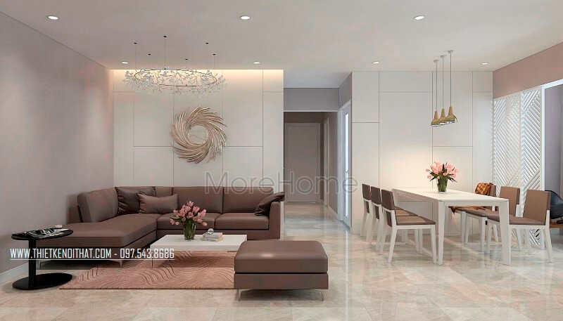 Thiết kế nội thất phòng khách chung cư đẹp hiện đại với các tone màu đơn giản, đồ nội thất thiết kế tối giản Mẫu nội thất chung cư
