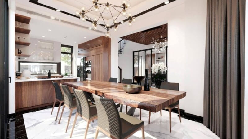 Mẫu tủ bếp hình chữ U với thiết kế bàn đảo liền mạch sẽ là một gợi ý tuyệt vời cho mẫu phòng bếp vuông vắn mà không cần tốn quá nhiều diện tích. Tủ bếp đẹp, sang trọng và đẳng cấp