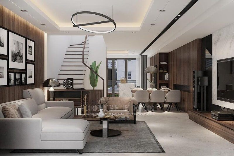 Mẫu thiết kế phòng khách liền bếp đẹp, tạo nên không gian thông thoáng là một trong những xu hướng ấn tượng nhất hiện nay.