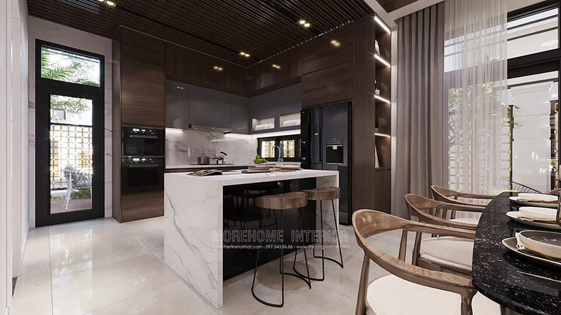 Thiết kế nội thất phòng bếp biệt thự đẹp, sang trọng mà hiện đại
