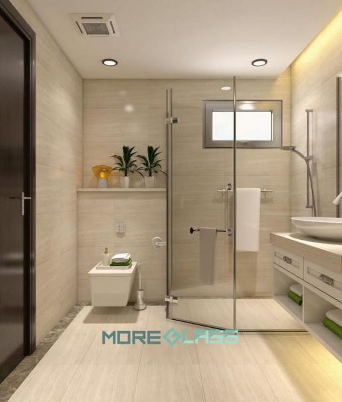 lắp đặt vách kính phòng tắm đứng 135 độ MG-003 đơn giản cho chung cư, biệt thự, nhà phố.